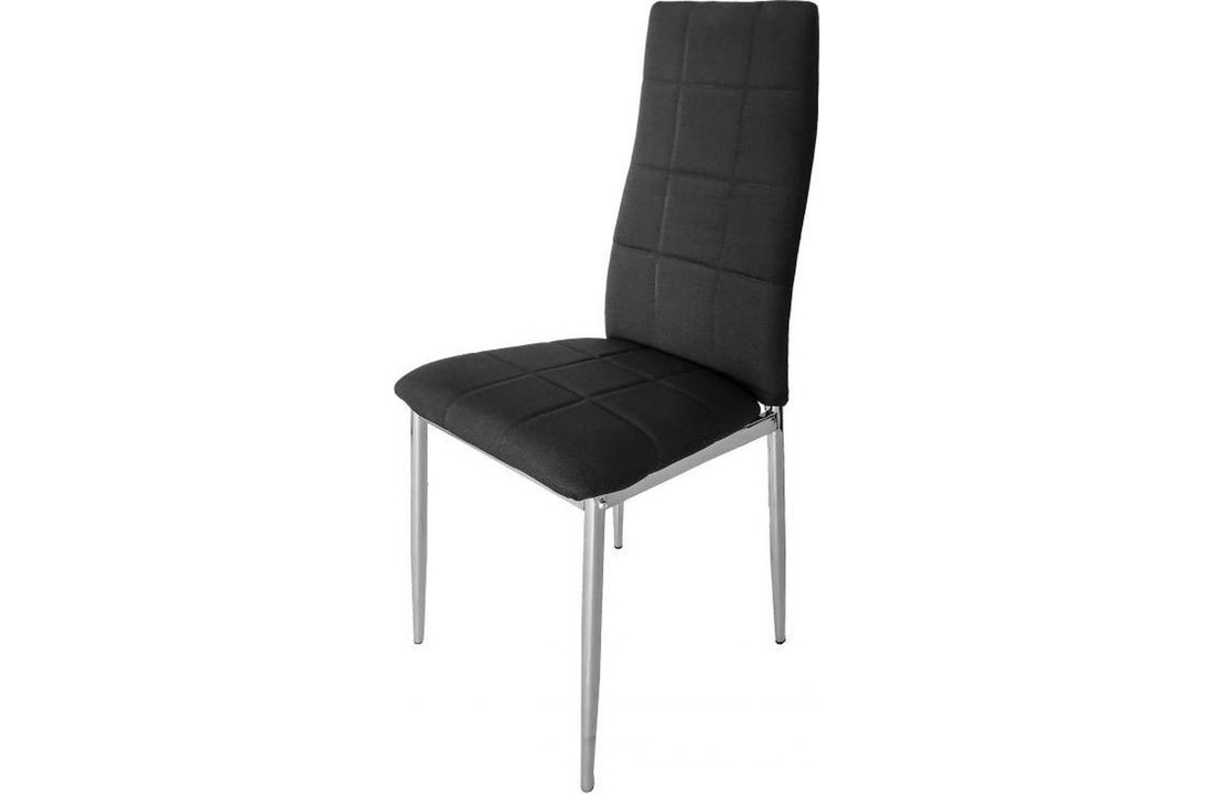 Eetkamer stoelen - set van 4 stuks - zwarte stof & chroom