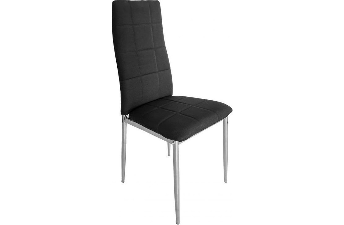 Eetkamer stoelen - set van 4 stuks - zwarte stof & chroom