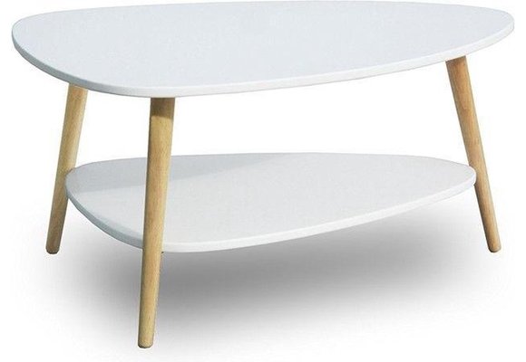 Houten salontafel - 90x67x45 cm - wit - 2 tafelbladen