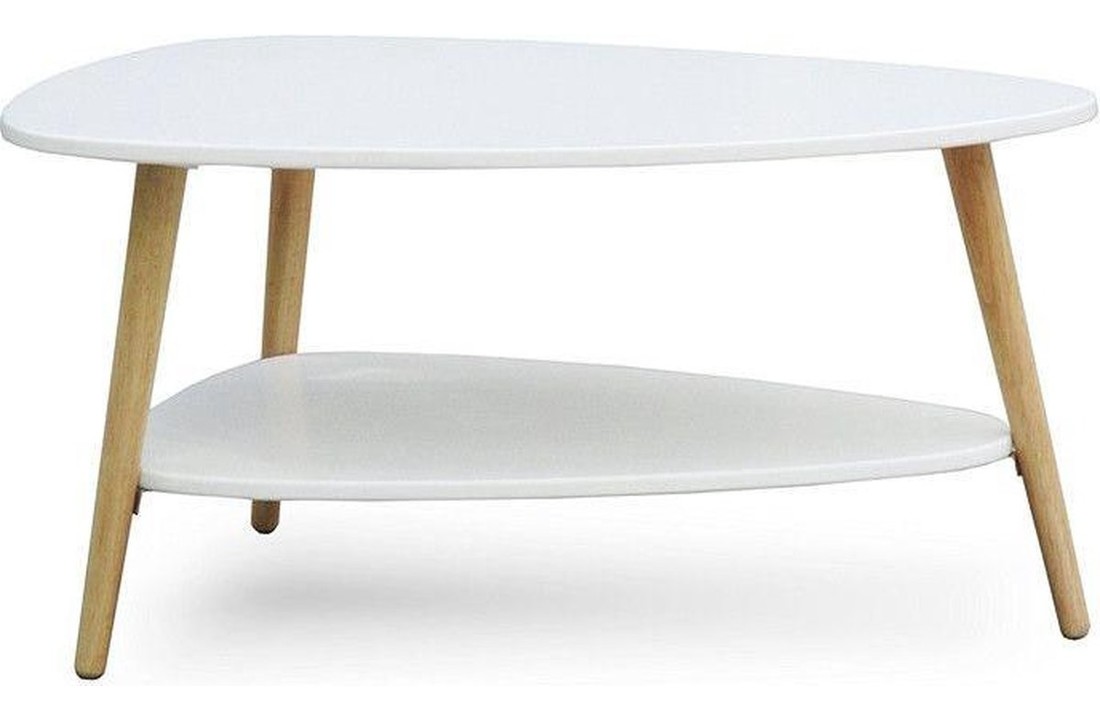 Houten salontafel - 90x67x45 cm - wit - 2 tafelbladen