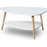 Houten salontafel - 90x67x45 cm - wit - 2 tafelbladen