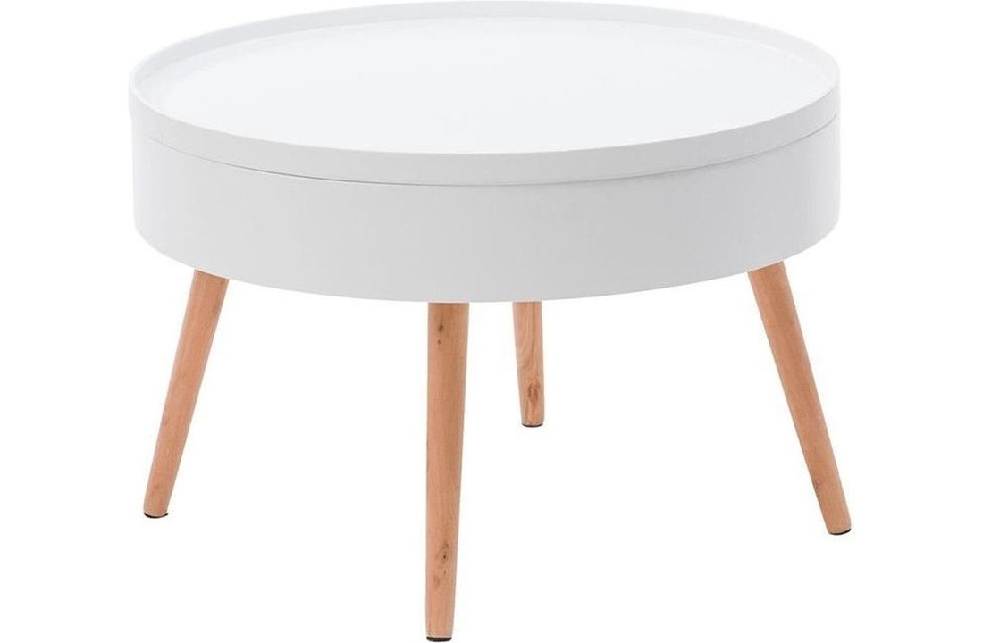 Houten salontafel met opbergruimte - 60x60x40 - wit