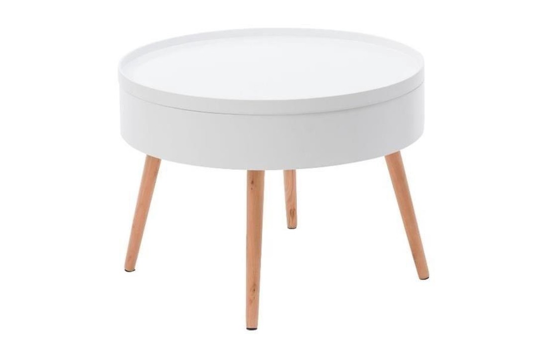 Houten salontafel met opbergruimte - 60x60x40 - wit