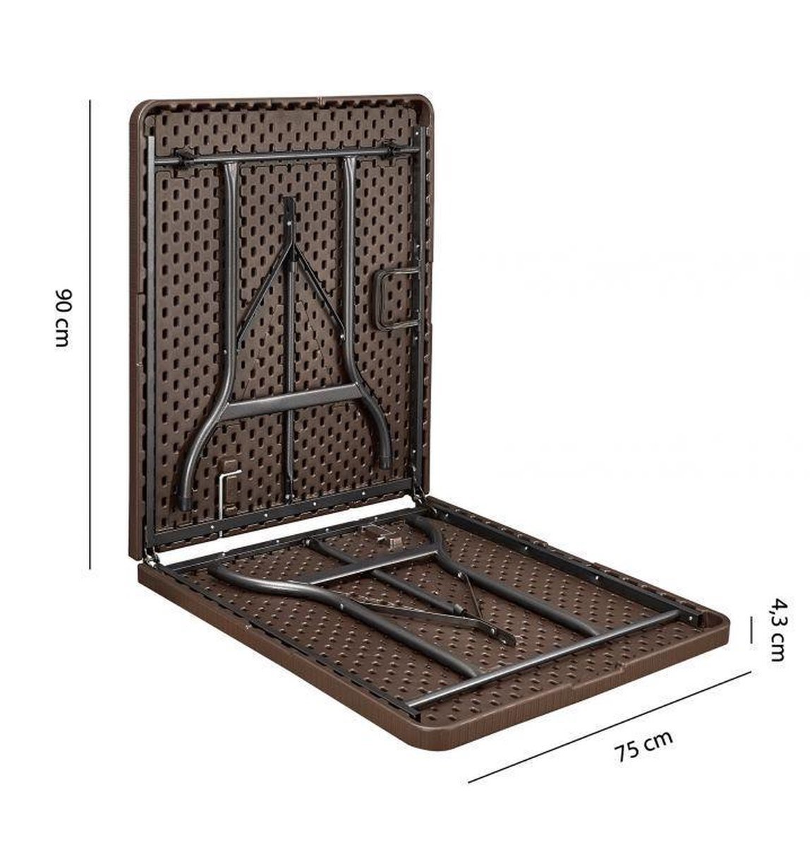 Opklapbare tafel - 180 cm lang - bruin