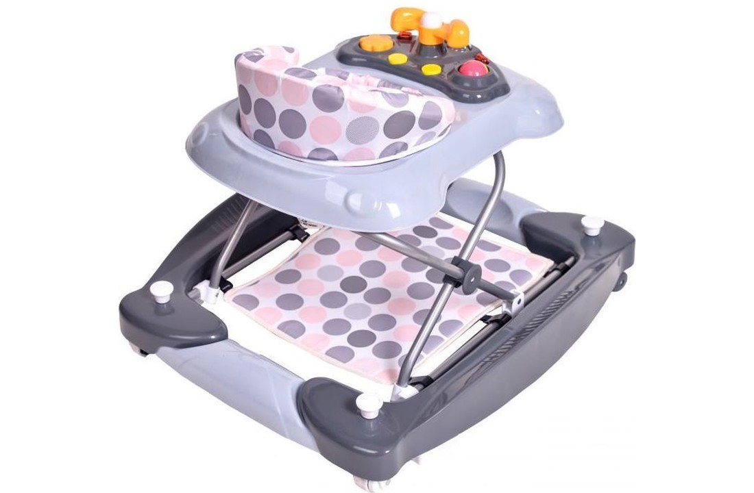 Baby loopstoel - met springmat - met schommel functie - grijs