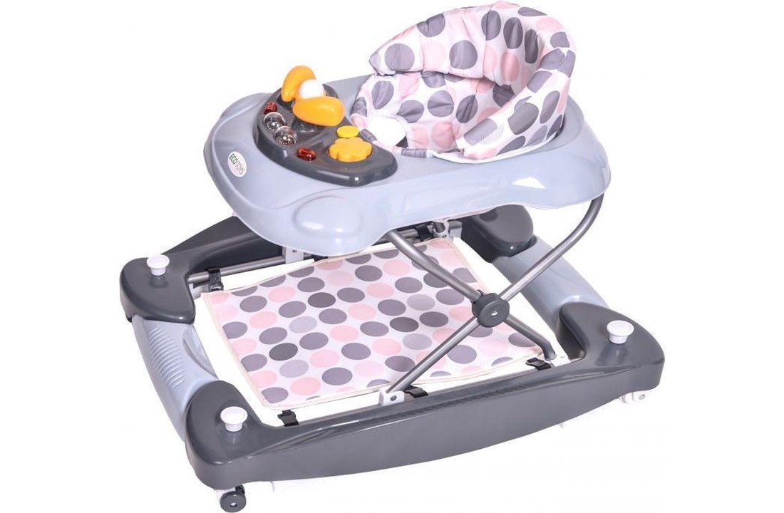 Baby loopstoel - met springmat - met schommel functie - grijs