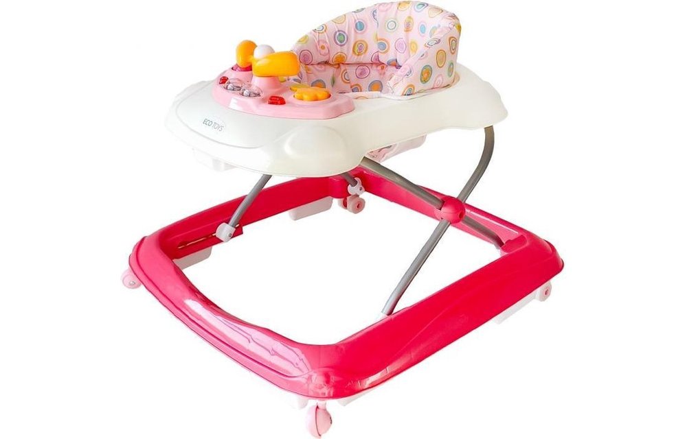 Baby loopstoel - afneembare hoes & verstelbare zitting - roze