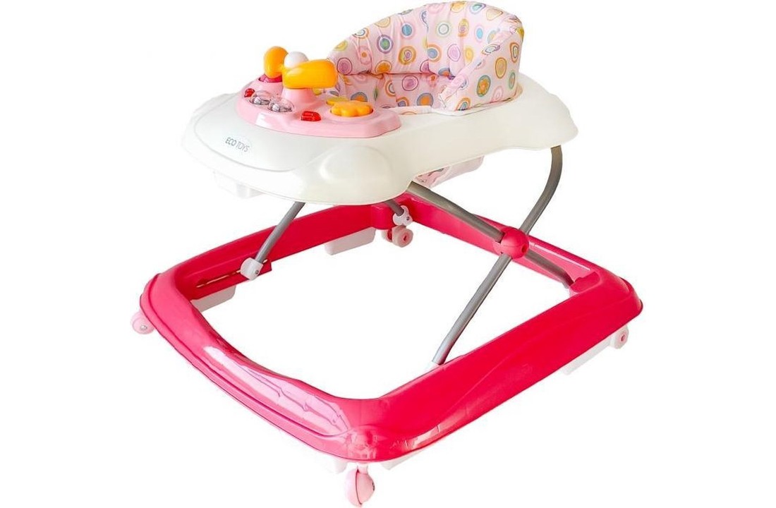 Baby loopstoel - afneembare hoes & verstelbare zitting - roze
