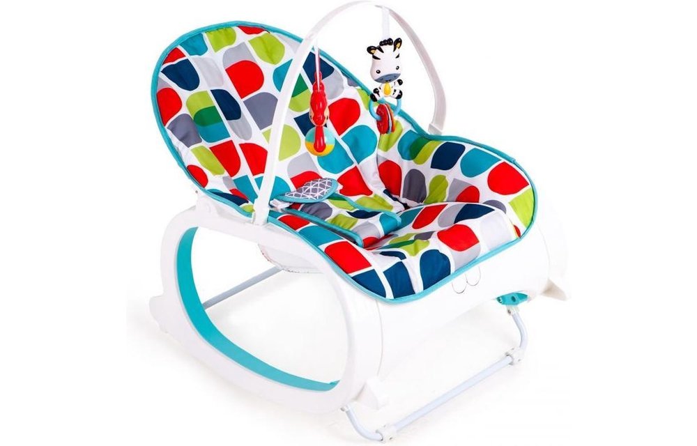 Baby wipstoel met vibratie - met speeltjes boog - blauw & wit