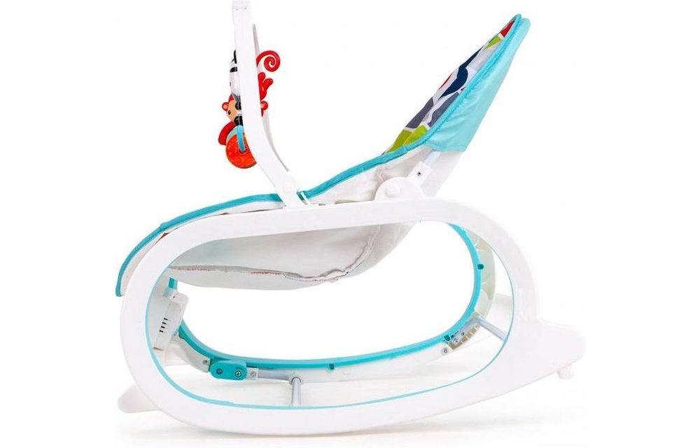 Baby wipstoel met vibratie - met speeltjes boog - blauw & wit