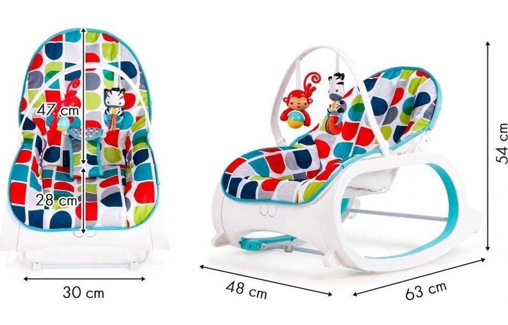 Baby wipstoel met vibratie - met speeltjes boog - blauw & wit