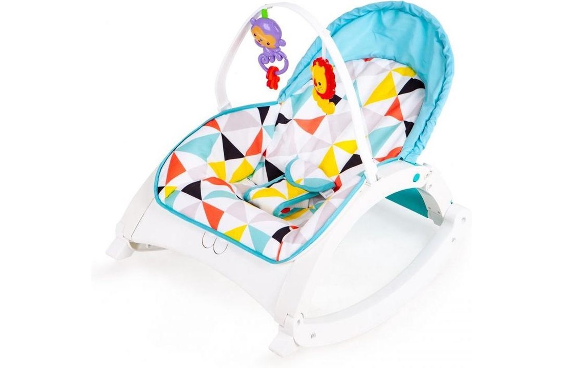 Baby wipstoel met vibratie en speelboog - blauw