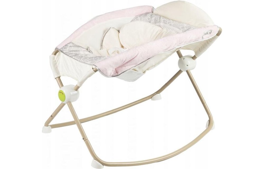 Baby wieg met schommelfunctie & vibratie - wit & roze