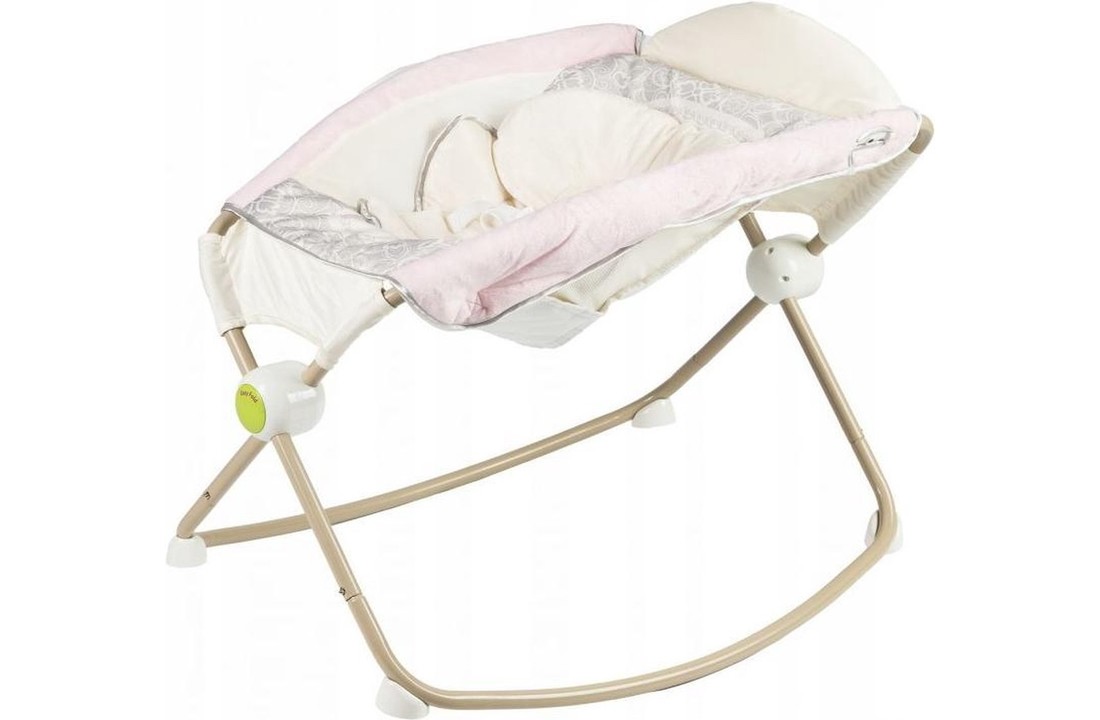 Baby wieg met schommelfunctie & vibratie - wit & roze