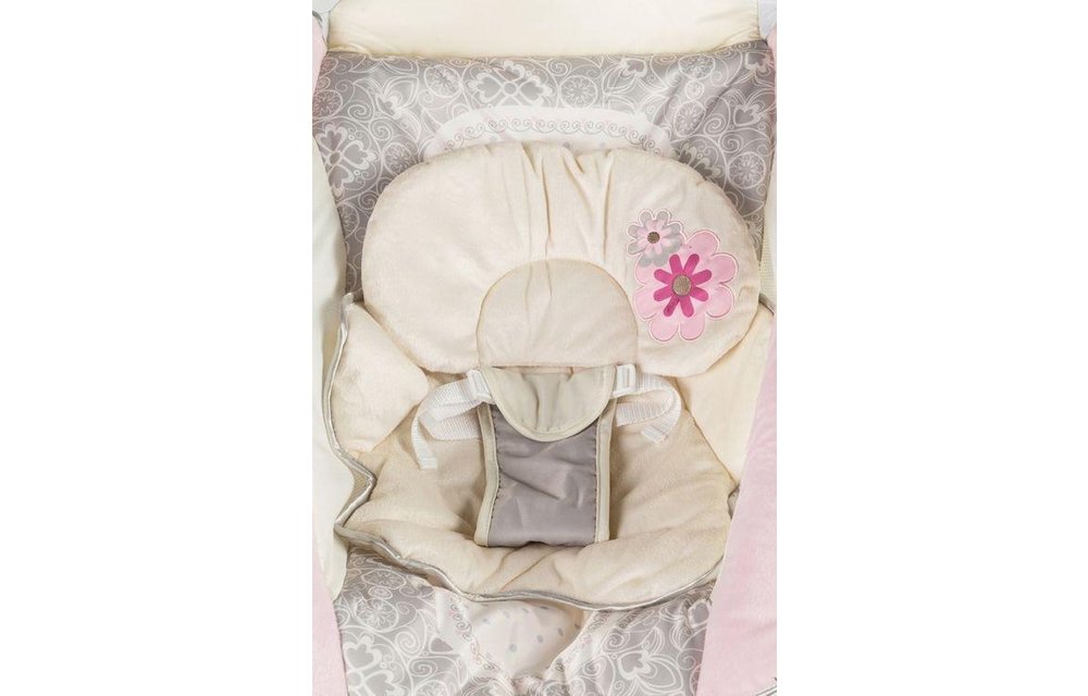 Baby wieg met schommelfunctie & vibratie - wit & roze
