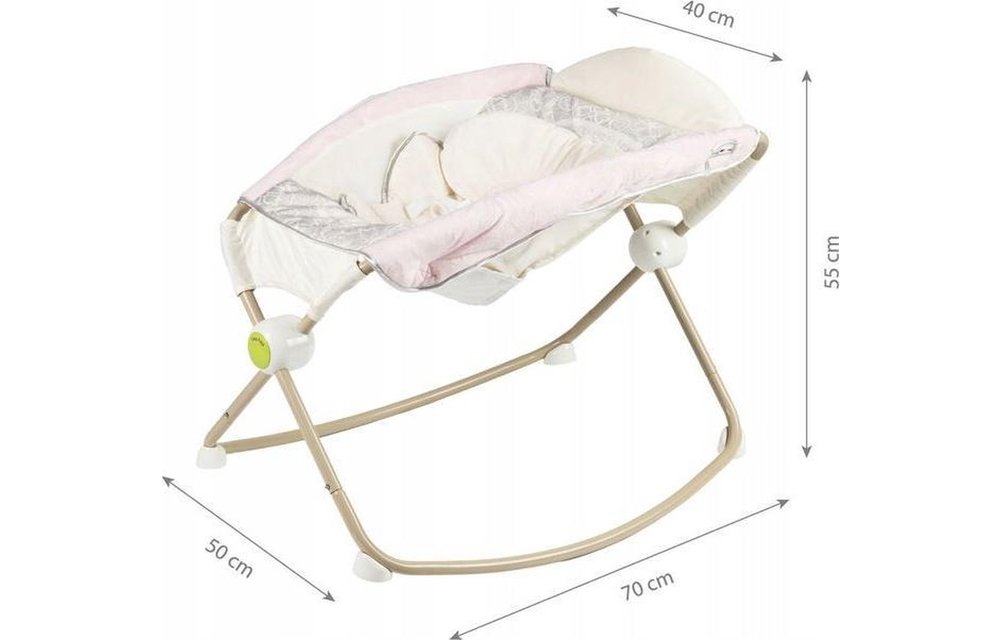 Baby wieg met schommelfunctie & vibratie - wit & roze