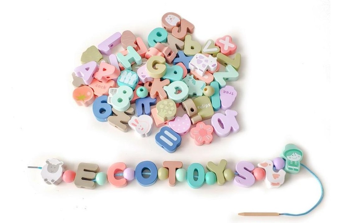 Eduacatieve kinder puzzel - houten puzzel stukken - 80 stuks - alfabet & cijfers