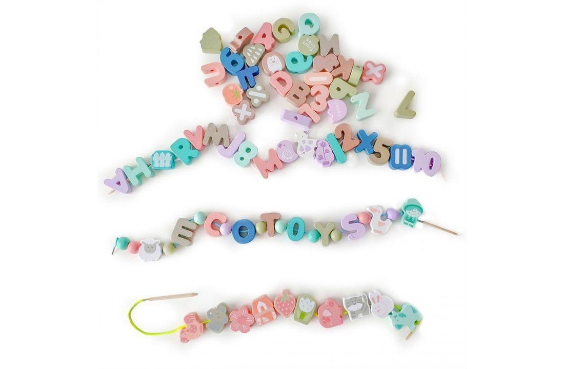Eduacatieve kinder puzzel - houten puzzel stukken - 80 stuks - alfabet & cijfers