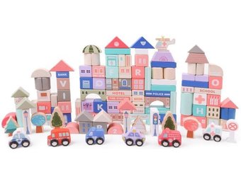 verdrievoudigen plaag satire Blokkendoos speelgoed houten huisjes & auto&#x27;s 115 stuks -  Vikingchoice.nl