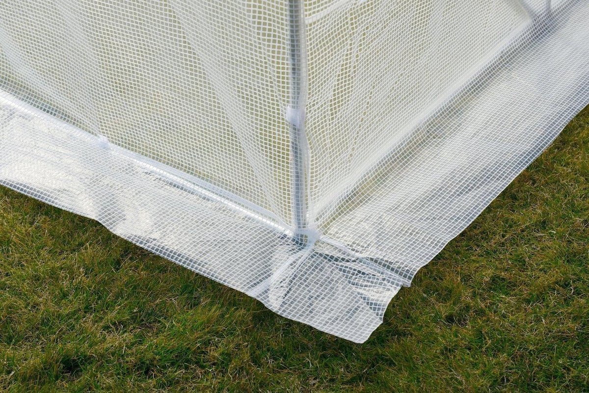 Kweektent buitenhoes - 3x6 m - 18m2 oppervlakte - met ritssluiting - vervangingszeil - wit