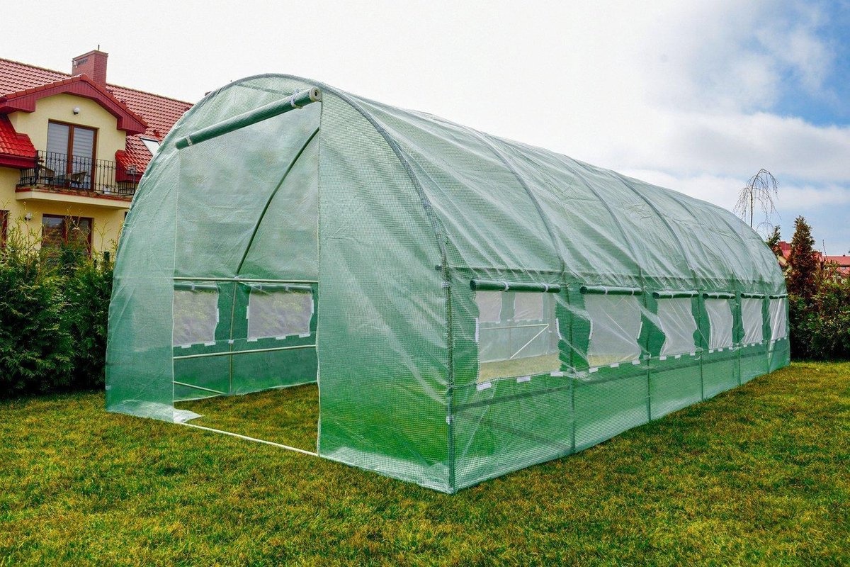 Kweektent buitenhoes - 3x6 m - 18m2 oppervlakte - met ritssluiting - vervangingszeil - groen