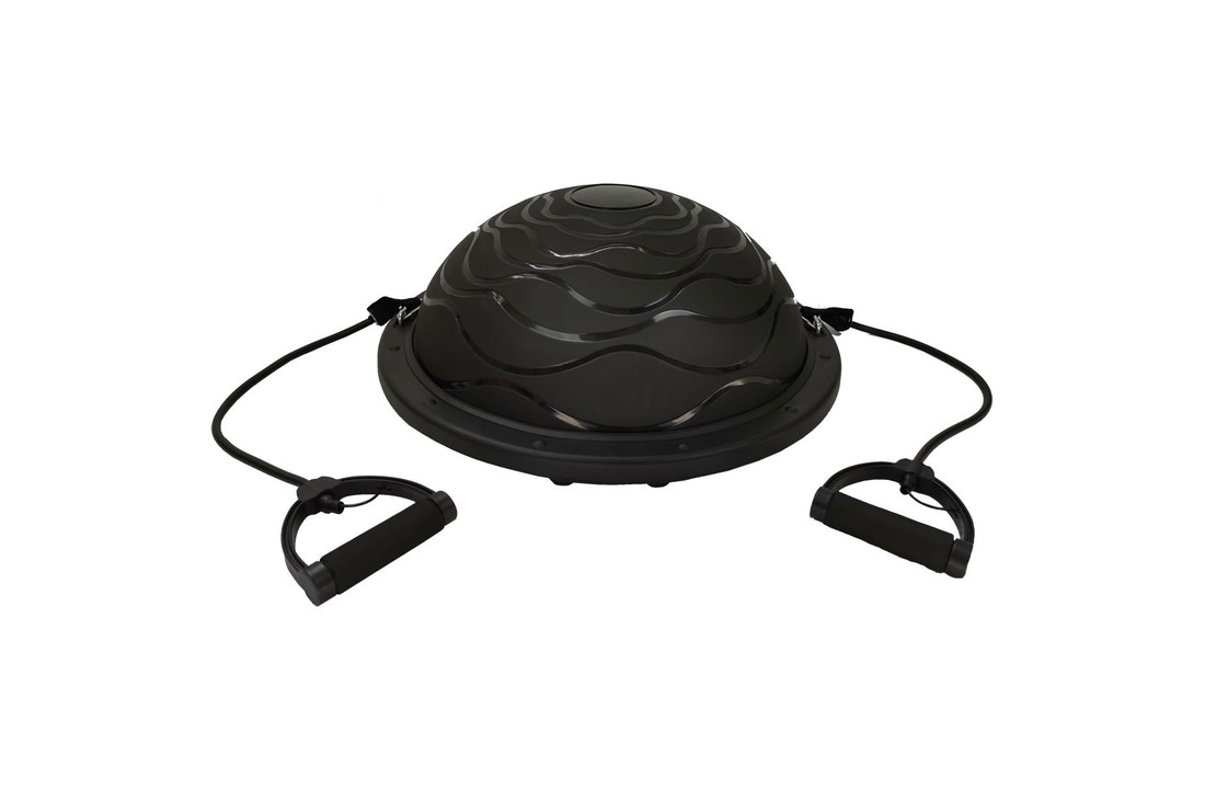 Balansbord evenwicht trainer zwart met trekkoorden 59,5 cm