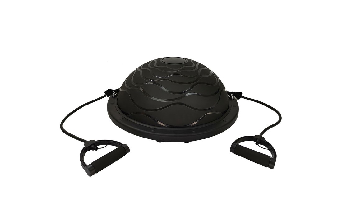 Balansbord evenwicht trainer zwart met trekkoorden 59,5 cm