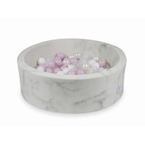 Ballenbak marmer met 200 licht roze parelmoer wit transparante ballen - 90 x 30 cm - rond