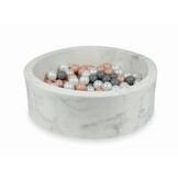 Ballenbak marmer met 200 rose goud, grijs en parelmoer ballen - 90 x 30 cm - rond