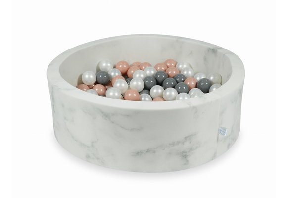 Ballenbak marmer met 200 rose goud, grijs en parelmoer ballen - 90 x 30 cm - rond