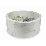 Ballenbak marmer met 300 licht goud zilver en iriserende ballen - 90 x 40 cm - rond