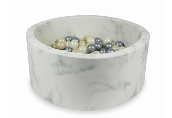 Ballenbak marmer met 300 licht goud zilver en iriserende ballen - 90 x 40 cm - rond