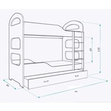 Kinder stapelbed wit - met dubbele matras - 190 x 80 cm