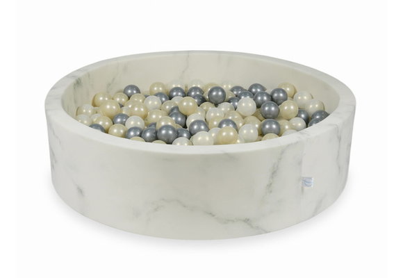 Ballenbak marmer met 400 licht goud, zilver en iriserende ballen - 115 x 30 cm - rond