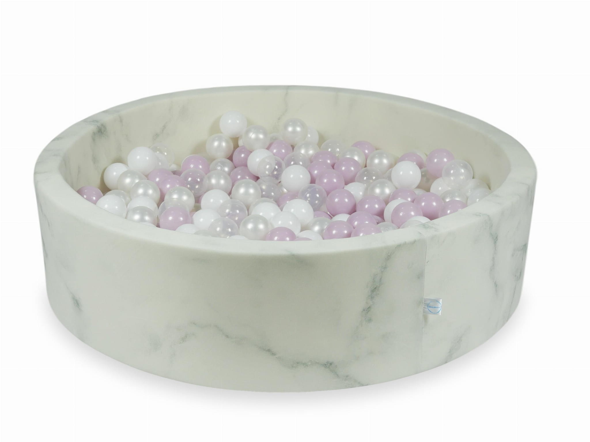 Ballenbak marmer met 400 licht parelmoer, roze, transparante ballen 115 x 30 cm - rond