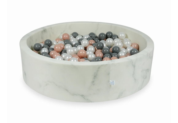 Ballenbak marmer met 400 roze goud, grijs, parelmoer ballen 115 x 30 cm - rond