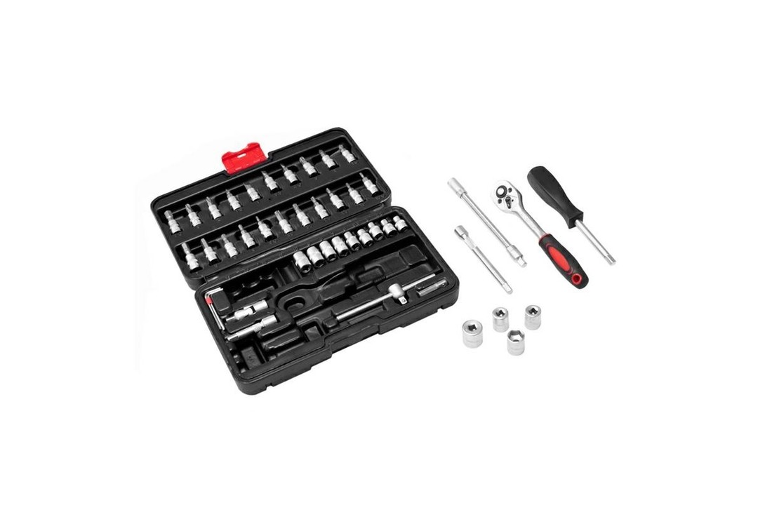 Doppenset met ratel & bits 1/4 inch - 45 delig - met opbergbox
