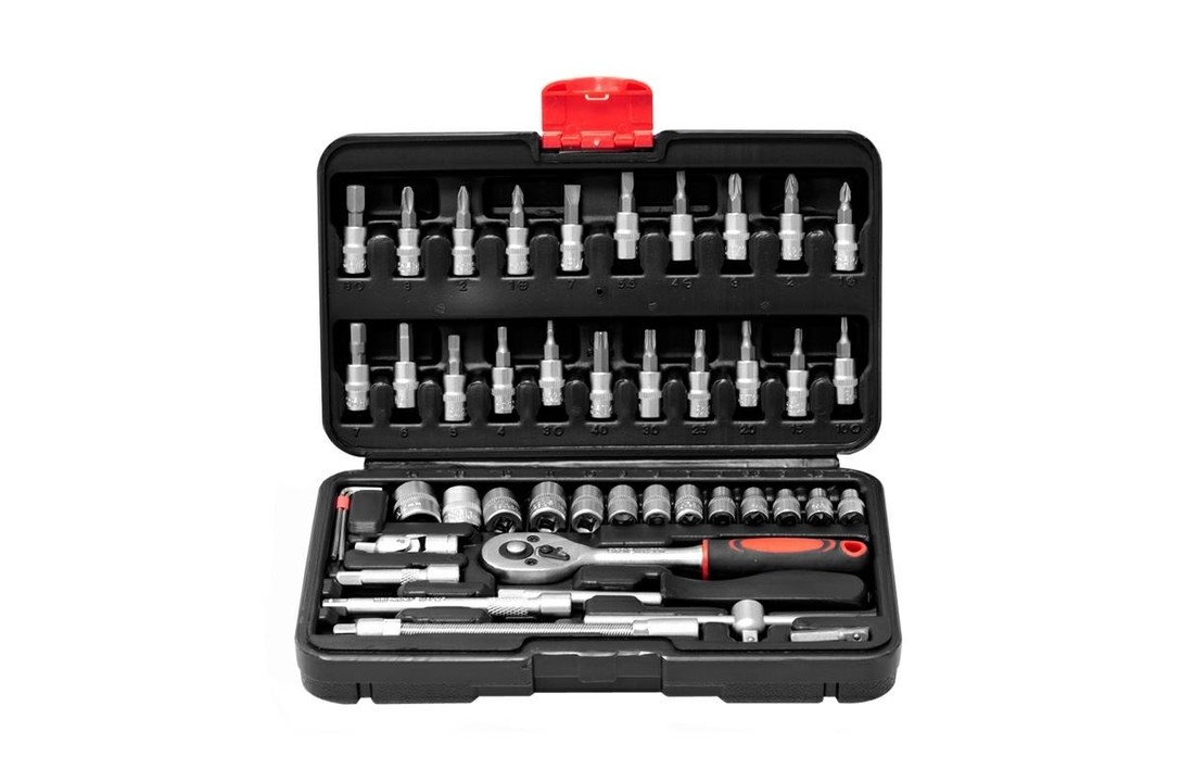 Doppenset met ratel & bits 1/4 inch - 45 delig - met opbergbox