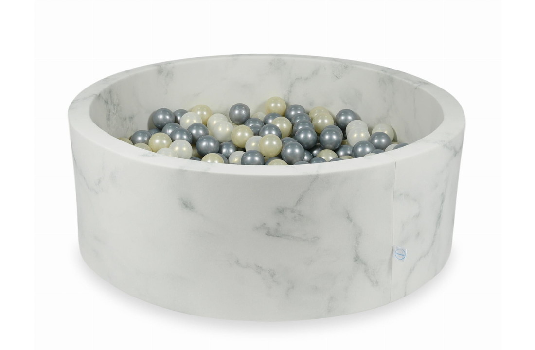 Ballenbak marmer met 500 licht gouden, zilveren, iriserende ballen - 115 x 40 cm - rond