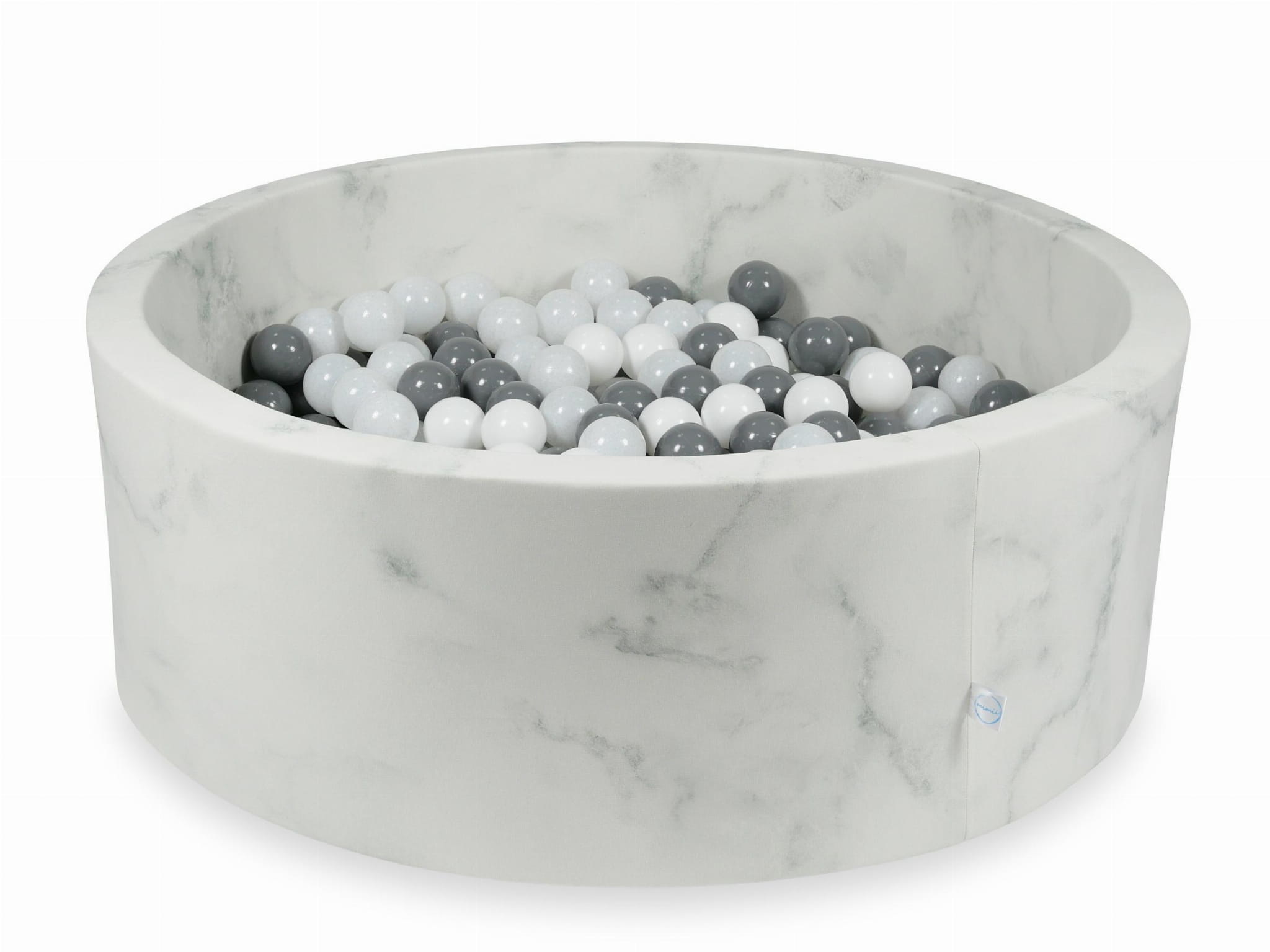 Ballenbak marmer met 500 wit, grijs, zwarte ballen - 115 x 40 cm - rond