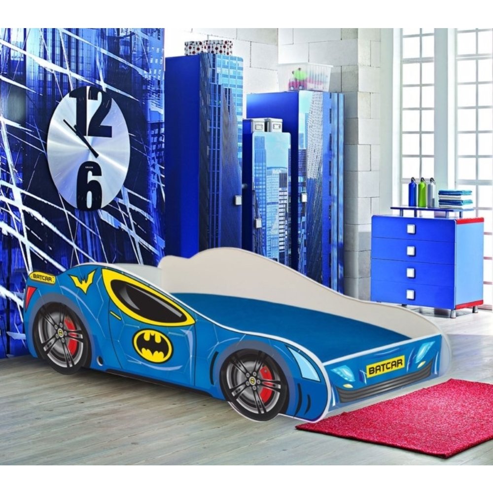 Autobed Kinderbed 140x70cm met matras blauw Batcar Vikingchoice.nl