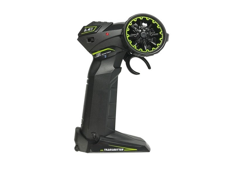 RC auto off-road blauw met verhoogde vering 2,4 GHz zender