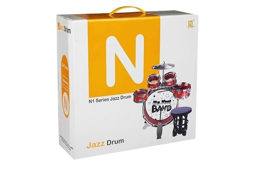Drumtstel drum set voor kinderen blauw - 5 trommels, bekken en drumstokjes