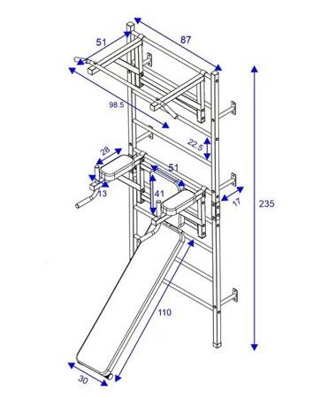 Workout gymnastiek ladder 235x87 cm met pull bar & halterbank
