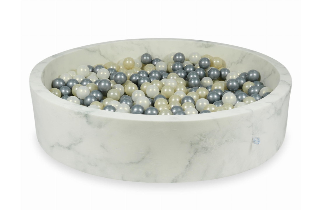 Ballenbak marmer met 600 lichtgoud zilver en iriserende ballen - 130 x 30 cm - rond