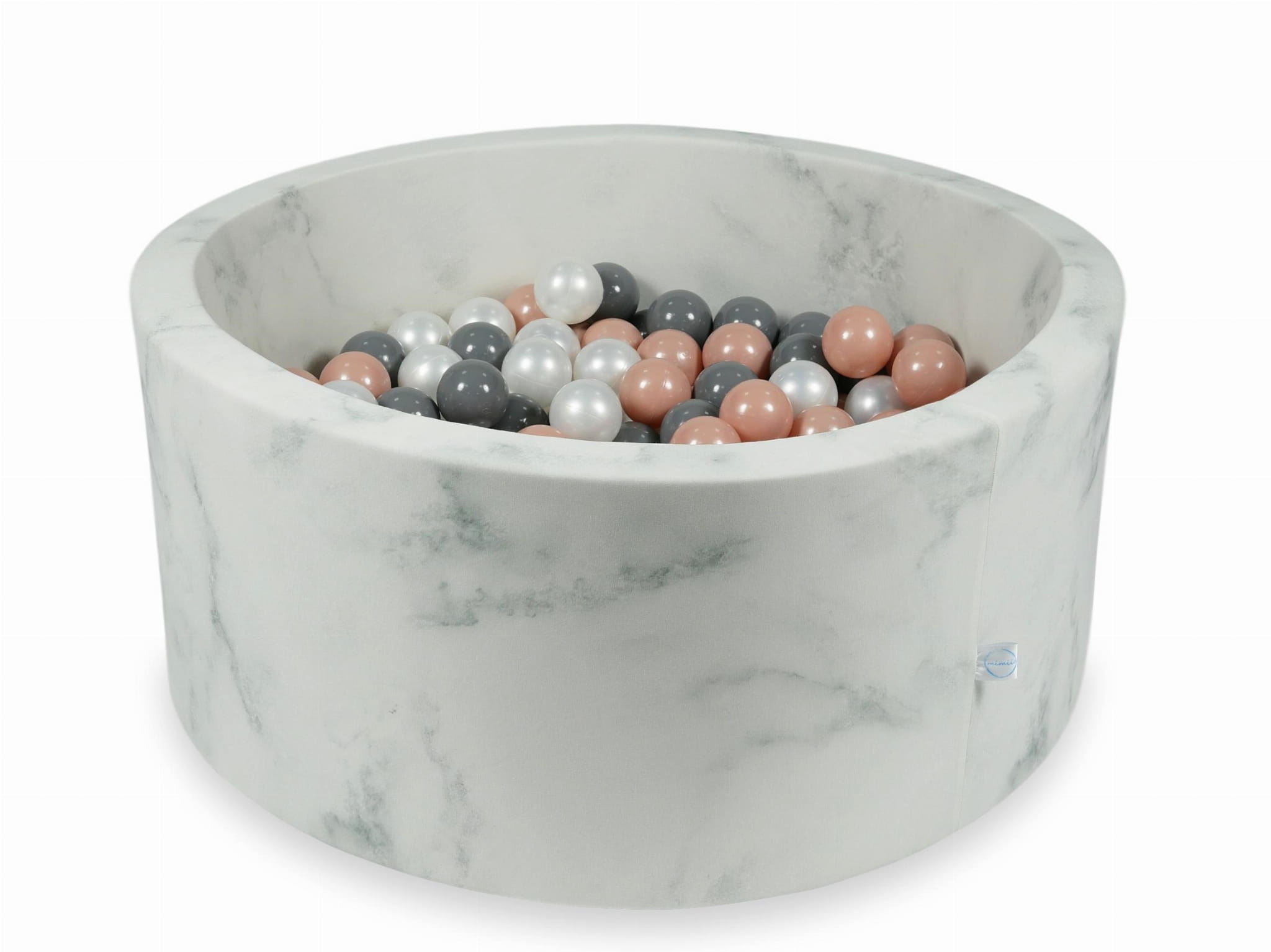 Ballenbak marmer met 300 roos goud grijs en parelmoeren ballen - 90 x 40 cm - rond
