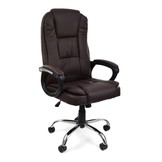 Bureaustoel met luxe zitting en armsteunen - bruin- verstelbaar