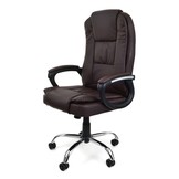 Bureaustoel met luxe zitting en armsteunen - bruin- verstelbaar
