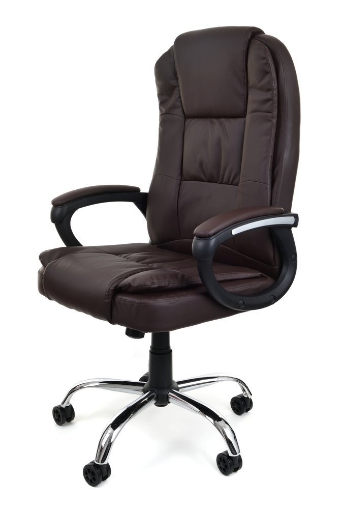 Bureaustoel met luxe zitting en armsteunen - bruin- verstelbaar