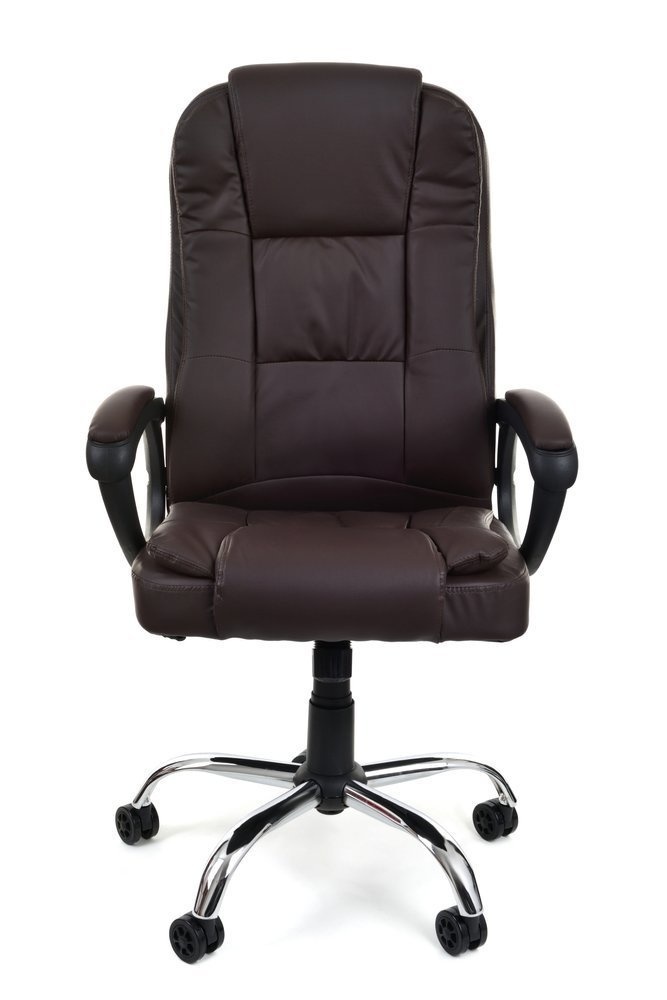 Bureaustoel met luxe zitting en armsteunen - bruin- verstelbaar